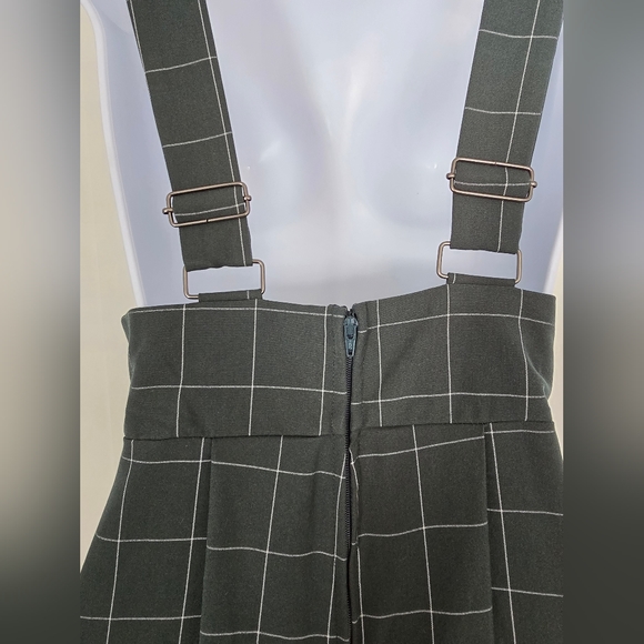 NWOT Rare Unique Vintage Windowpane Emerald Rochelle Plaid Suspender Pants - Picture 10 of 10